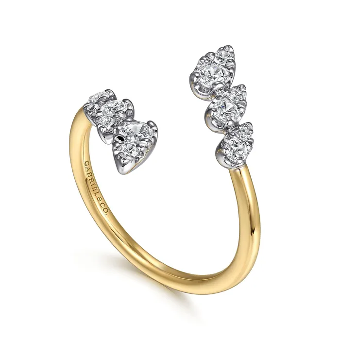 Rings GABRIEL CO Gabriel 14K White Yellow Gold 041ctw Bypass Diamond Fashion Ring Rings GABRIEL CO Gabriel 14K White Yellow Gold 041ctw Bypass Diamond Fashion Ring