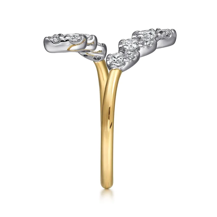 Rings GABRIEL CO Gabriel 14K White Yellow Gold 041ctw Bypass Diamond Fashion Ring Rings GABRIEL CO Gabriel 14K White Yellow Gold 041ctw Bypass Diamond Fashion Ring