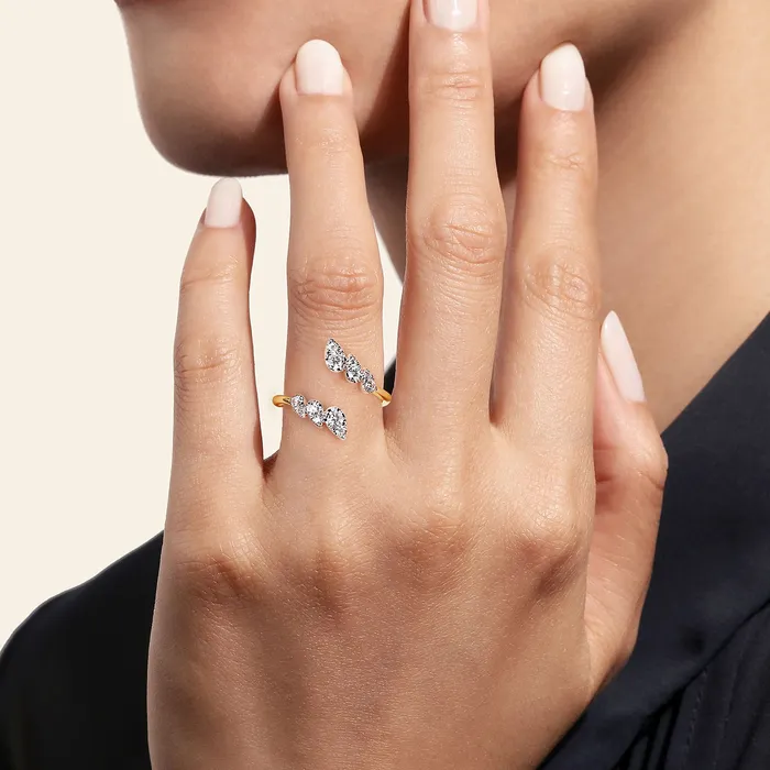 Rings GABRIEL CO Gabriel 14K White Yellow Gold 041ctw Bypass Diamond Fashion Ring Rings GABRIEL CO Gabriel 14K White Yellow Gold 041ctw Bypass Diamond Fashion Ring