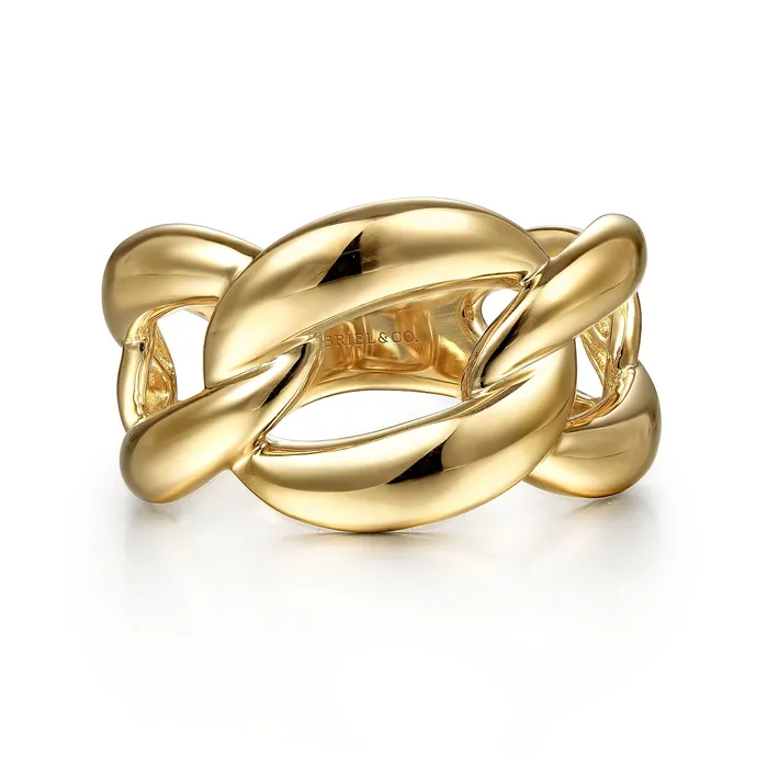 Rings GABRIEL CO Gabriel 14K Yellow Gold Link Chain Contemporary Style Ring Rings GABRIEL CO Gabriel 14K Yellow Gold Link Chain Contemporary Style Ring