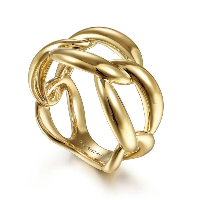 Rings GABRIEL CO Gabriel 14K Yellow Gold Link Chain Contemporary Style Ring Rings GABRIEL CO Gabriel 14K Yellow Gold Link Chain Contemporary Style Ring