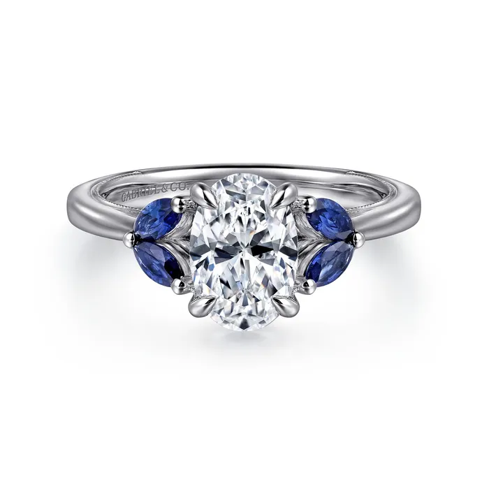 Rings Gabriel Contemporary Collection 14K White Gold 038ctw 4 Prong Style Diamond SemiMount Engagement Ring GABRIEL CO