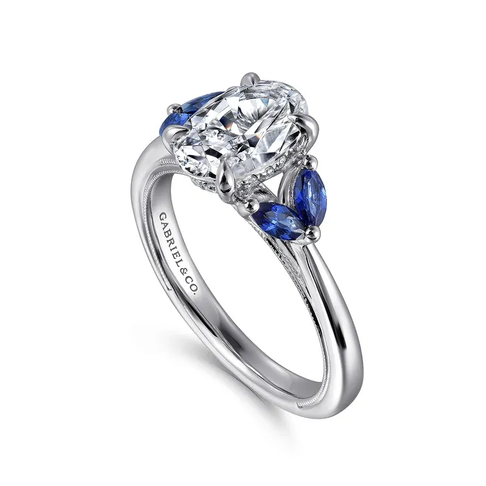 Rings Gabriel Contemporary Collection 14K White Gold 038ctw 4 Prong Style Diamond SemiMount Engagement Ring GABRIEL CO