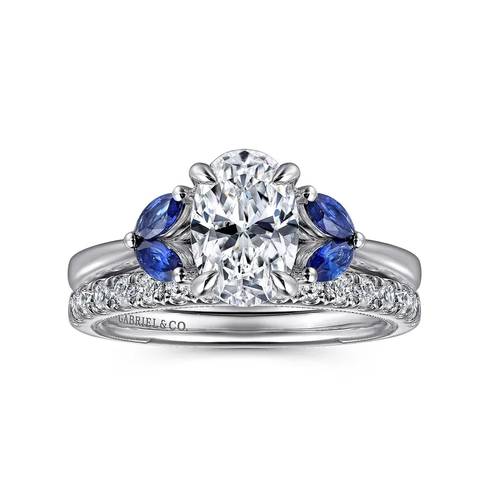 Rings Gabriel Contemporary Collection 14K White Gold 038ctw 4 Prong Style Diamond SemiMount Engagement Ring GABRIEL CO