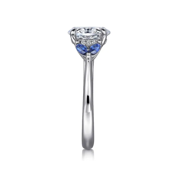 Rings Gabriel Contemporary Collection 14K White Gold 038ctw 4 Prong Style Diamond SemiMount Engagement Ring GABRIEL CO