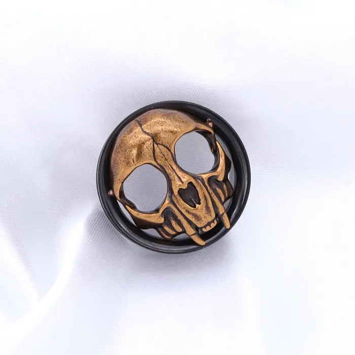 Rings Glitters Gold Skull Screw Fit Flesh Tunnel Plugs