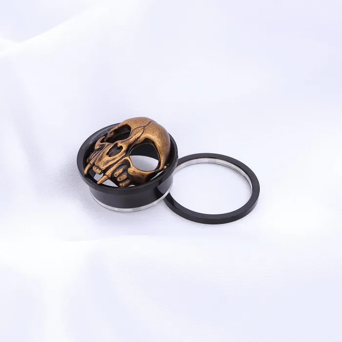Rings Glitters Gold Skull Screw Fit Flesh Tunnel Plugs