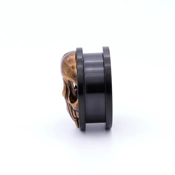 Rings Glitters Gold Skull Screw Fit Flesh Tunnel Plugs