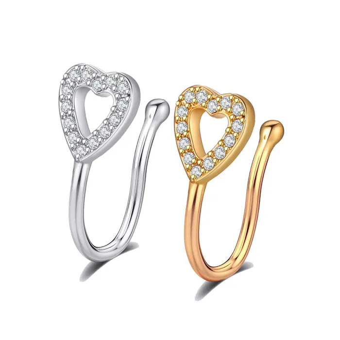 Rings Glitters Heart Non Piercing Fake Nose Ring