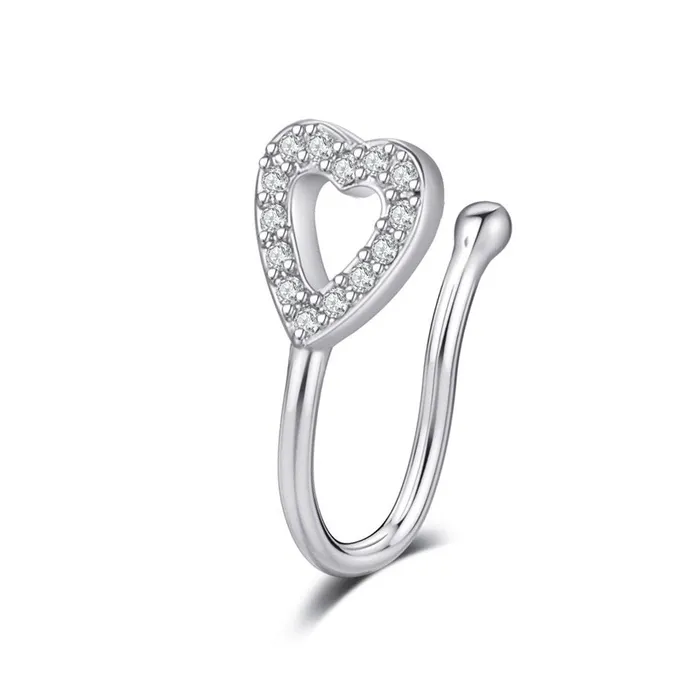Rings Glitters Heart Non Piercing Fake Nose Ring