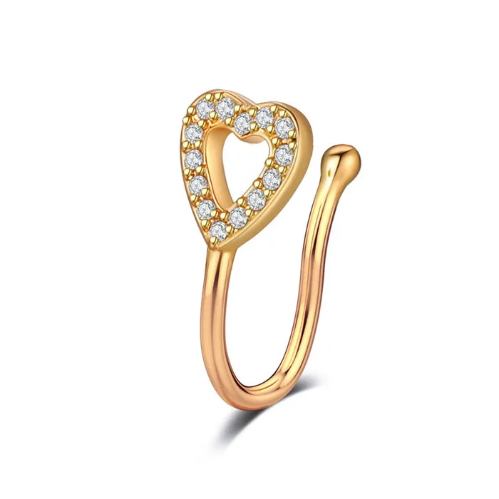 Rings Glitters Heart Non Piercing Fake Nose Ring