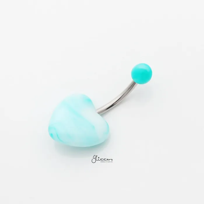Rings Glitters Marble Acrylic Heart Belly Button Navel Ring Green
