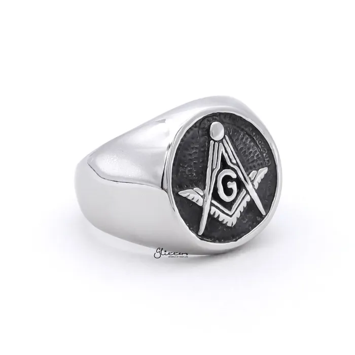 Rings Glitters Stainless Steel Masonic Ring