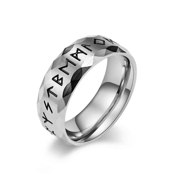 Rings Glitters Stainless Steel Viking Norse Rune Ring Silver