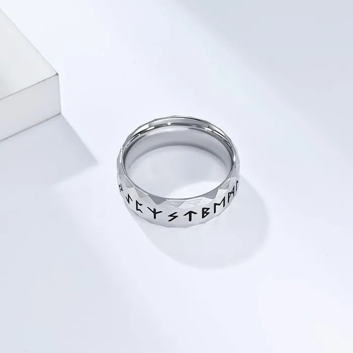 Rings Glitters Stainless Steel Viking Norse Rune Ring Silver