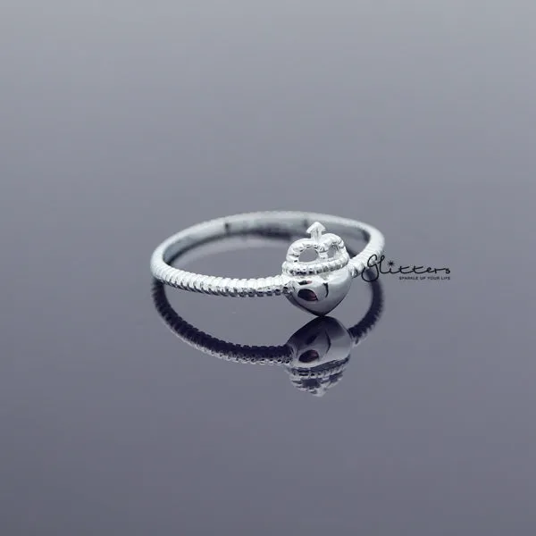 Rings Glitters Sterling Silver Heart and Crown Womens Rings