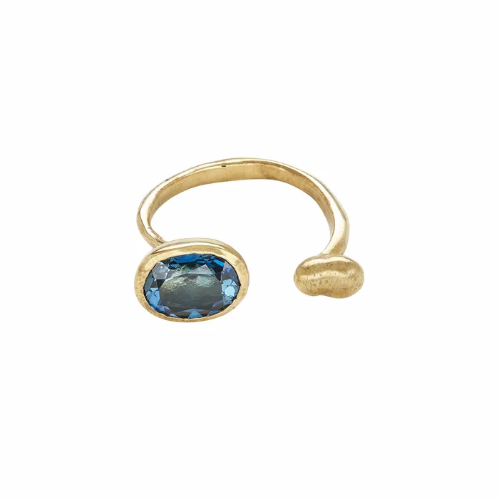 Rings Julie Cohn Design CLEOPATRA BRONZE LONDON BLUE TOPAZ ADJUSTABLE RING