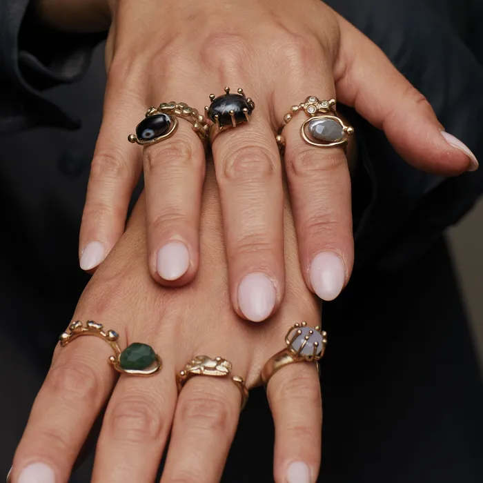 Rings Julie Cohn Design SOLITAIRE BRONZE BLACK PEARL ADJUSTABLE RING