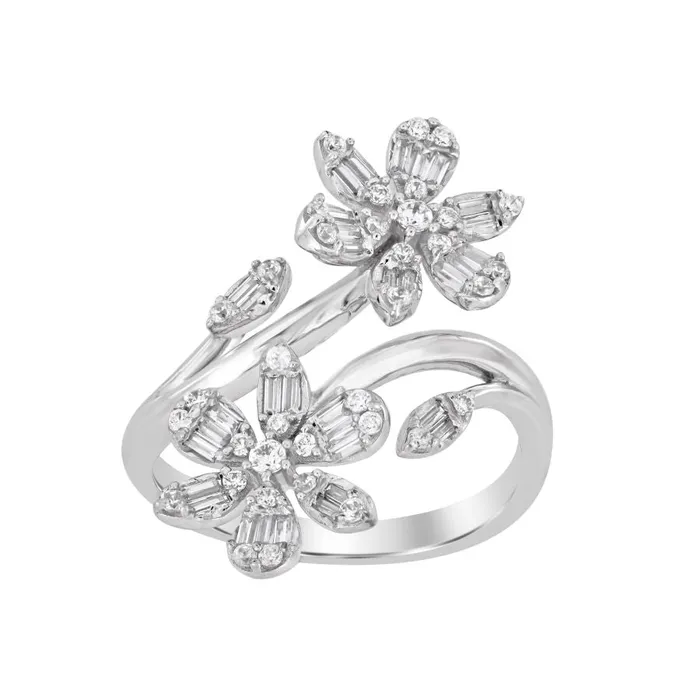 Rings LADIES RING 050CT ROUNDBAGUETTE DIAMOND 14K WHITE GOLD SI QUALITY AV Rings LADIES RING 050CT ROUNDBAGUETTE DIAMOND 14K WHITE GOLD SI QUALITY AV