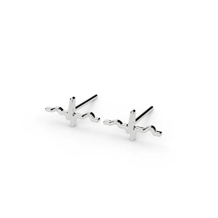 Rings sciencejewelry1824 heartbeat studs silver