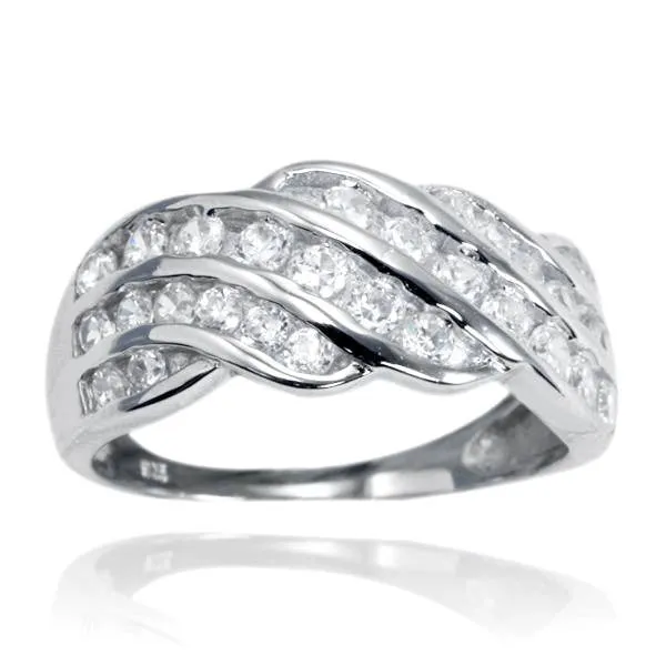 RZ7073 Wave Channel Set CZ Ring Teeda Rings