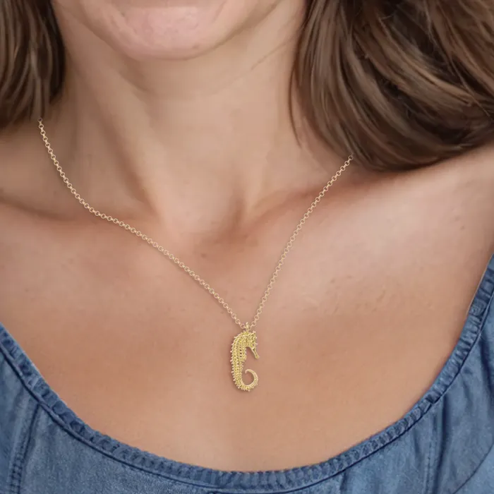 seahorse skeleton necklace gold vermeil sciencejewelry1824 Necklaces