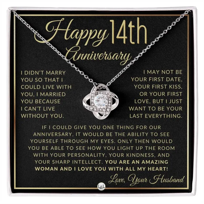 ShineOn Fulfillment 14th Anniversary Gift For Wife Beautiful Womens Pendant Necklace Heartfelt Anniversary Message Necklaces