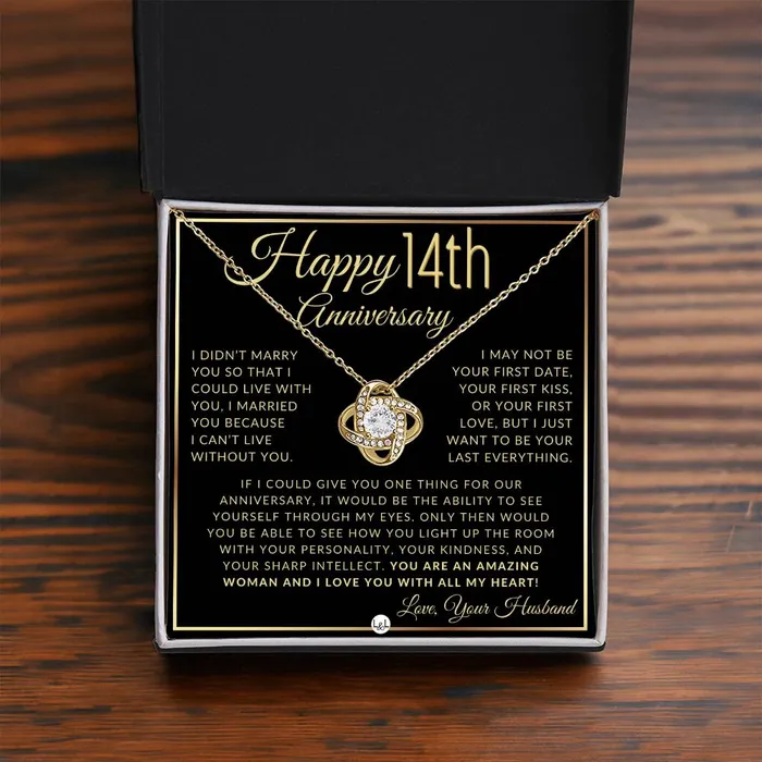 ShineOn Fulfillment 14th Anniversary Gift For Wife Beautiful Womens Pendant Necklace Heartfelt Anniversary Message Necklaces