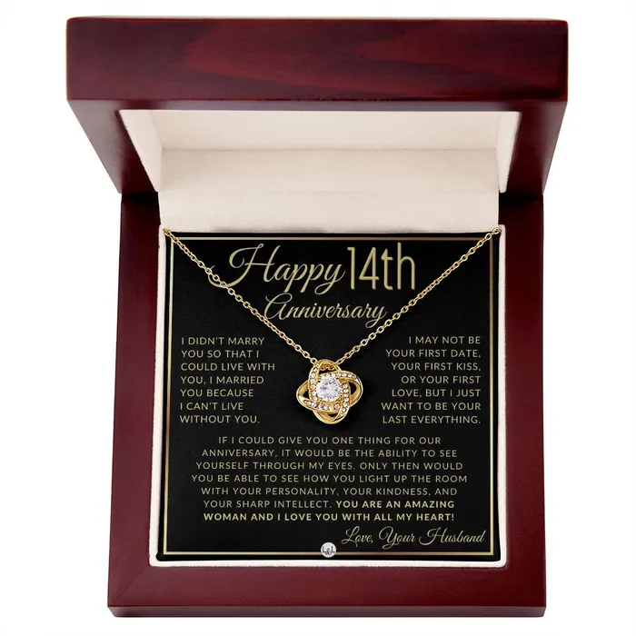 ShineOn Fulfillment 14th Anniversary Gift For Wife Beautiful Womens Pendant Necklace Heartfelt Anniversary Message Necklaces