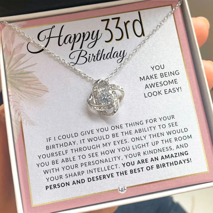 ShineOn Fulfillment 33rd Birthday Gift For Her Necklace For 33 Year Old Beautiful Womans Birthday Pendant Jewelry Necklaces