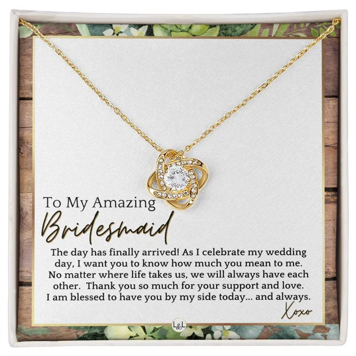 ShineOn Fulfillment Bridesmaid Gift On My Wedding Day From Bride Wedding Party Thank You Jewelry Accessories Rustic and Wood Wedding Theme Necklaces