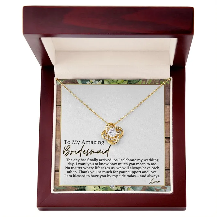 ShineOn Fulfillment Bridesmaid Gift On My Wedding Day From Bride Wedding Party Thank You Jewelry Accessories Rustic and Wood Wedding Theme Necklaces