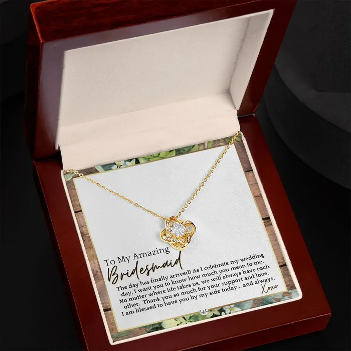 ShineOn Fulfillment Bridesmaid Gift On My Wedding Day From Bride Wedding Party Thank You Jewelry Accessories Rustic and Wood Wedding Theme Necklaces