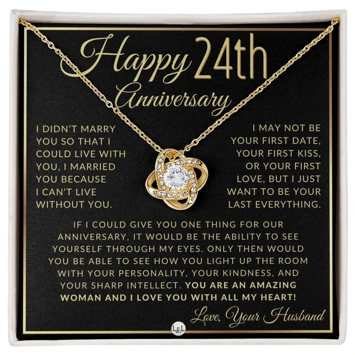 ShineOn Fulfillment Necklaces 24th Anniversary Gift For Wife Beautiful Womens Pendant Necklace Heartfelt Anniversary Message ShineOn Fulfillment Necklaces 24th Anniversary Gift For Wife Beautiful Womens Pendant Necklace Heartfelt Anniversary Message