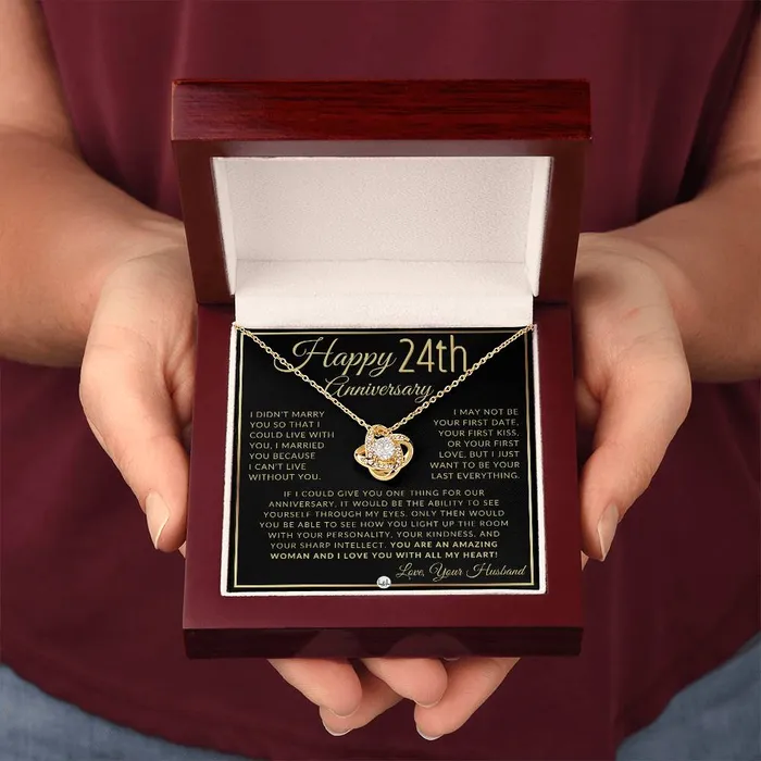ShineOn Fulfillment Necklaces 24th Anniversary Gift For Wife Beautiful Womens Pendant Necklace Heartfelt Anniversary Message