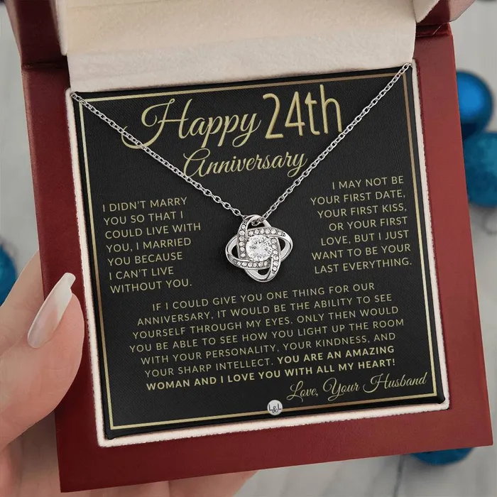 ShineOn Fulfillment Necklaces 24th Anniversary Gift For Wife Beautiful Womens Pendant Necklace Heartfelt Anniversary Message