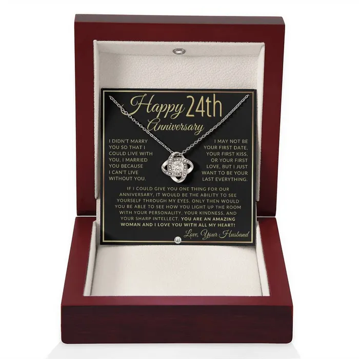 ShineOn Fulfillment Necklaces 24th Anniversary Gift For Wife Beautiful Womens Pendant Necklace Heartfelt Anniversary Message
