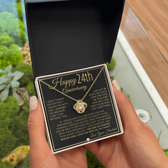 ShineOn Fulfillment Necklaces 24th Anniversary Gift For Wife Beautiful Womens Pendant Necklace Heartfelt Anniversary Message