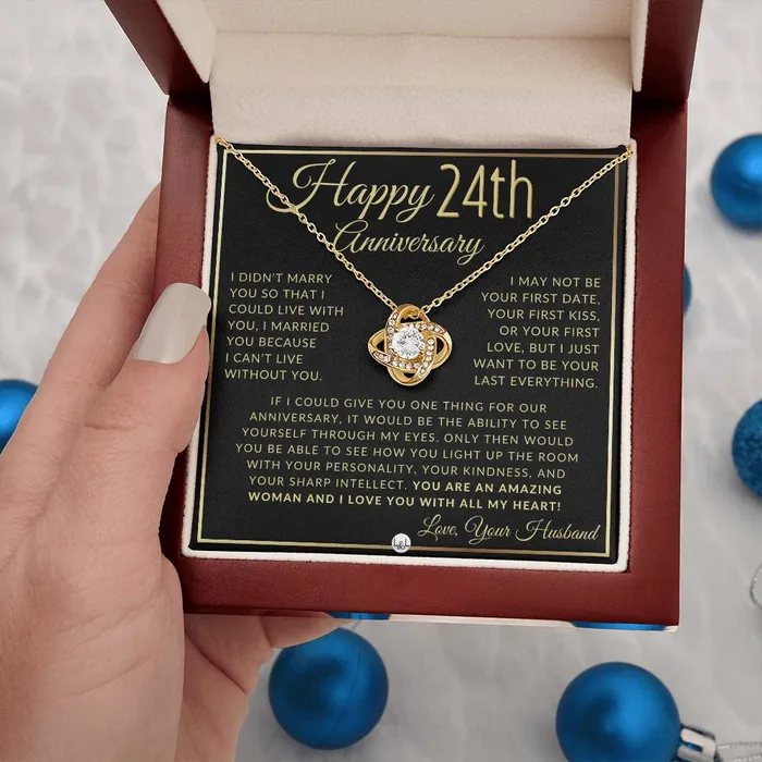 ShineOn Fulfillment Necklaces 24th Anniversary Gift For Wife Beautiful Womens Pendant Necklace Heartfelt Anniversary Message