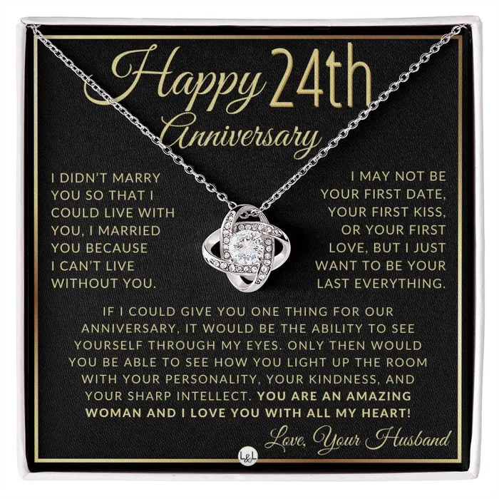 ShineOn Fulfillment Necklaces 24th Anniversary Gift For Wife Beautiful Womens Pendant Necklace Heartfelt Anniversary Message