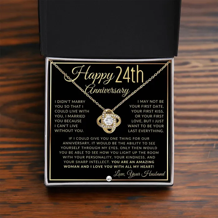 ShineOn Fulfillment Necklaces 24th Anniversary Gift For Wife Beautiful Womens Pendant Necklace Heartfelt Anniversary Message