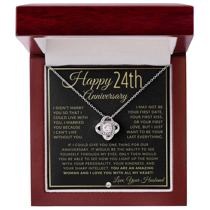 ShineOn Fulfillment Necklaces 24th Anniversary Gift For Wife Beautiful Womens Pendant Necklace Heartfelt Anniversary Message