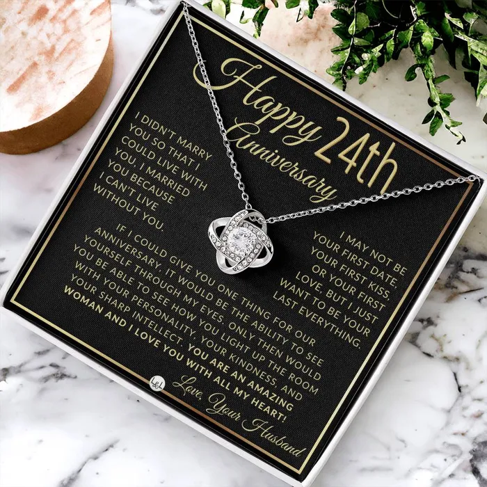 ShineOn Fulfillment Necklaces 24th Anniversary Gift For Wife Beautiful Womens Pendant Necklace Heartfelt Anniversary Message