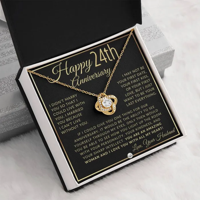 ShineOn Fulfillment Necklaces 24th Anniversary Gift For Wife Beautiful Womens Pendant Necklace Heartfelt Anniversary Message