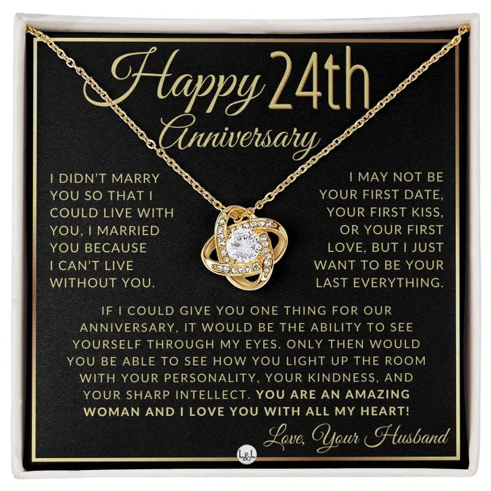 ShineOn Fulfillment Necklaces 24th Anniversary Gift For Wife Beautiful Womens Pendant Necklace Heartfelt Anniversary Message For Her ShineOn Fulfillment Necklaces 24th Anniversary Gift For Wife Beautiful Womens Pendant Necklace Heartfelt Anniversary Message For Her