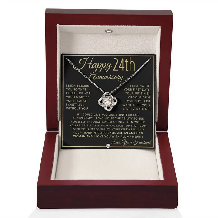ShineOn Fulfillment Necklaces 24th Anniversary Gift For Wife Beautiful Womens Pendant Necklace Heartfelt Anniversary Message For Her