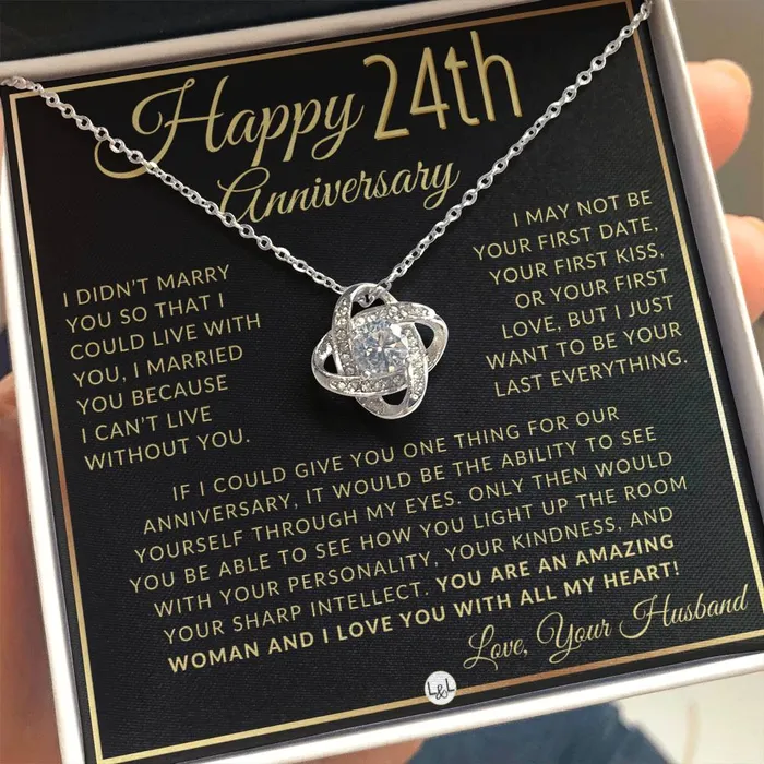 ShineOn Fulfillment Necklaces 24th Anniversary Gift For Wife Beautiful Womens Pendant Necklace Heartfelt Anniversary Message For Her