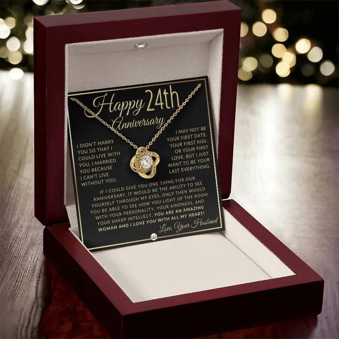 ShineOn Fulfillment Necklaces 24th Anniversary Gift For Wife Beautiful Womens Pendant Necklace Heartfelt Anniversary Message For Her
