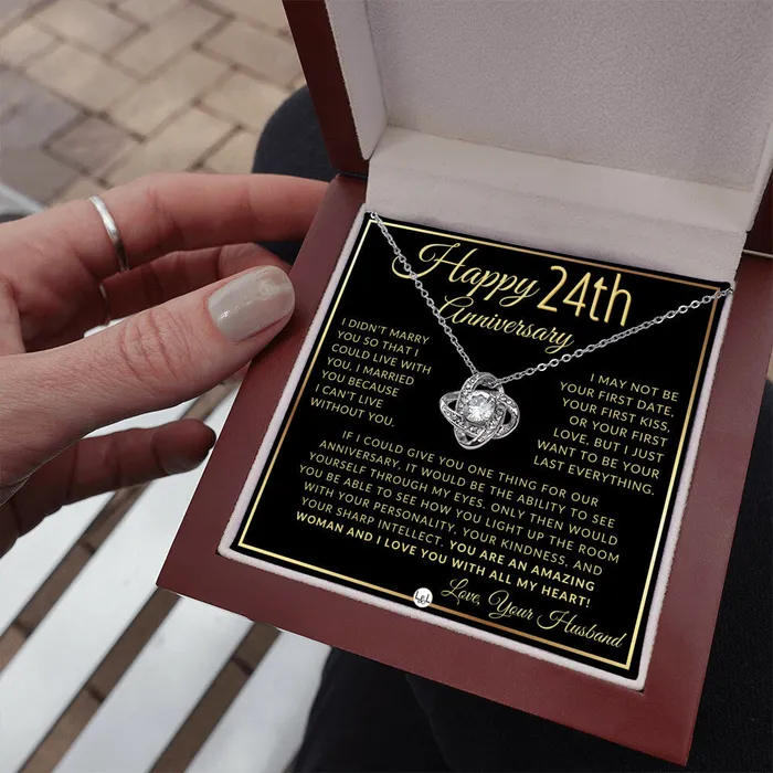ShineOn Fulfillment Necklaces 24th Anniversary Gift For Wife Beautiful Womens Pendant Necklace Heartfelt Anniversary Message For Her