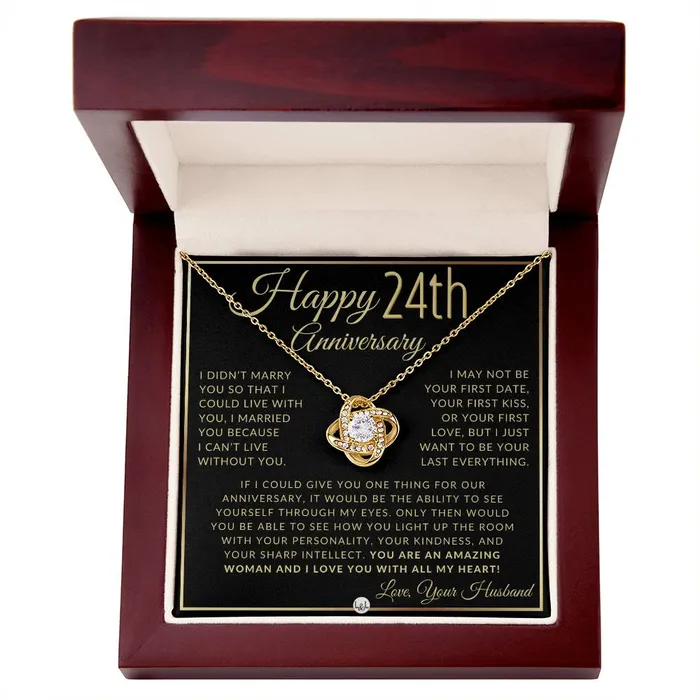 ShineOn Fulfillment Necklaces 24th Anniversary Gift For Wife Beautiful Womens Pendant Necklace Heartfelt Anniversary Message For Her